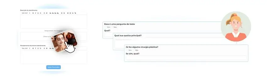 registro de prontuário com foto e perguntas da ficha de anamnese