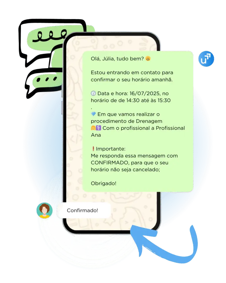 exemplo de mensagem automática de whatsapp enviada pelo unyq