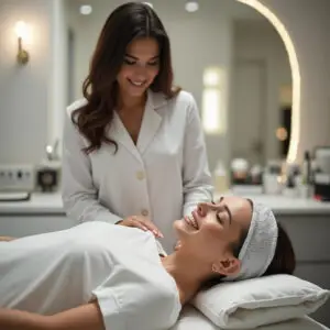 esteticista atendendo paciente