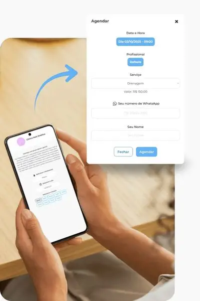 tela de agendamento por link do sistema unyq para clinicas de estetica